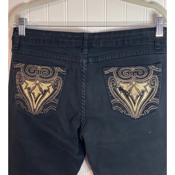 Southpole Womens Embroidered Jeans Size 9 Black Denim 97% Cotton & 3% Lycra - Picture 3 of 11